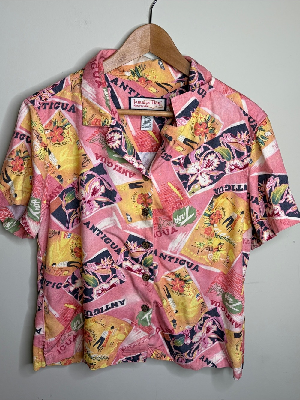 Pink & Yellow Tropical Print Short-Sleeve Shirt